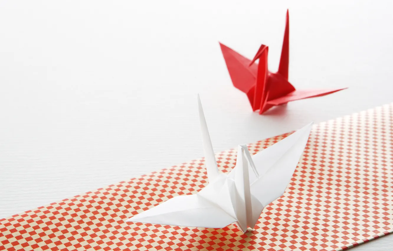 Фото обои бумага, минимализм, Япония, белый фон, оригами, бумажный журавлик, народные традиции, складывание фигурок