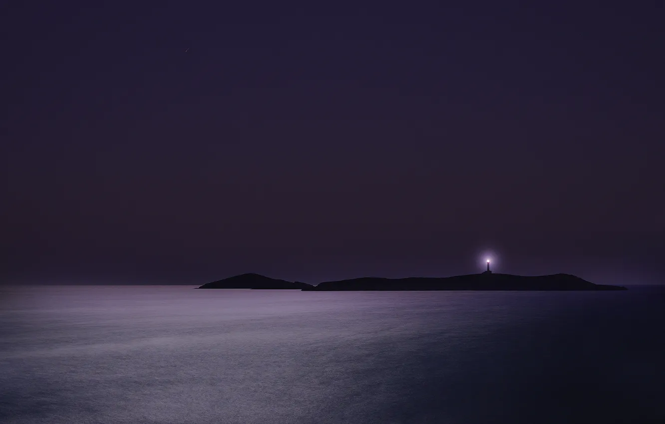 Фото обои море, острова, ночь, маяк