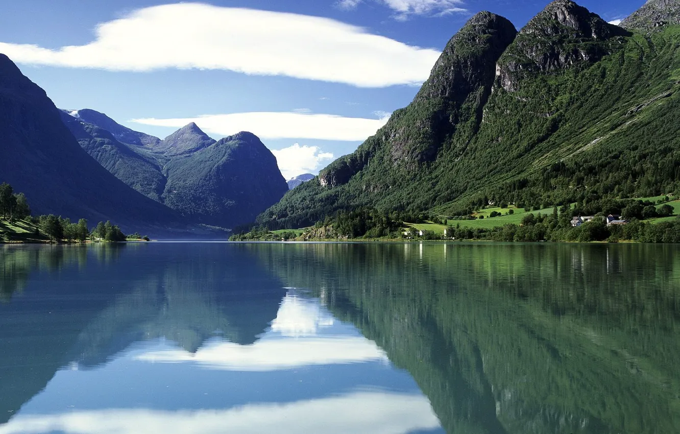 Фото обои Вода, Горы, Норвегия