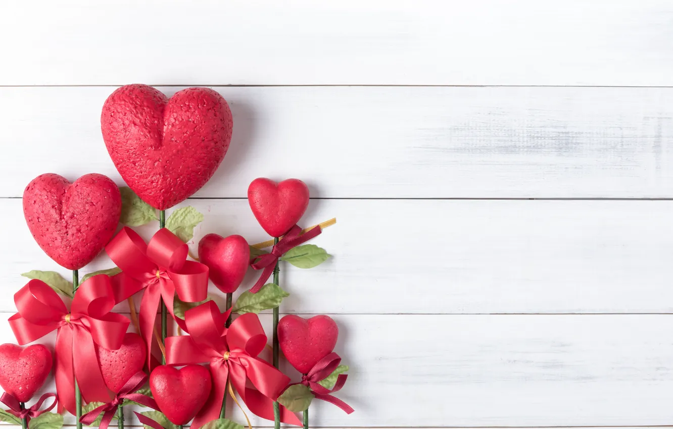 Фото обои любовь, сердце, сердечки, red, love, бант, heart, wood