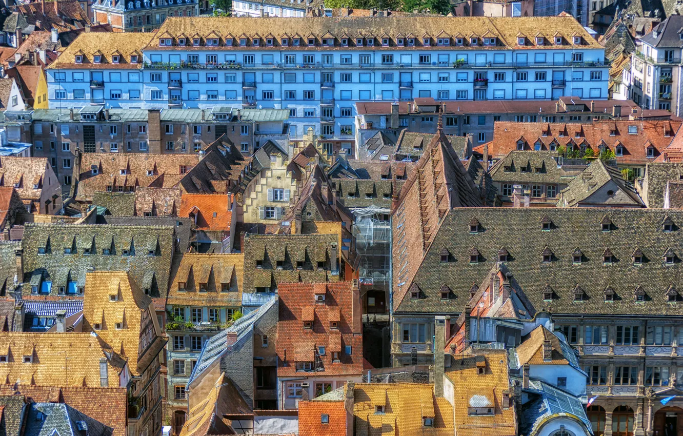 Фото обои Франция, дома, крыши, hdr, Страсбург