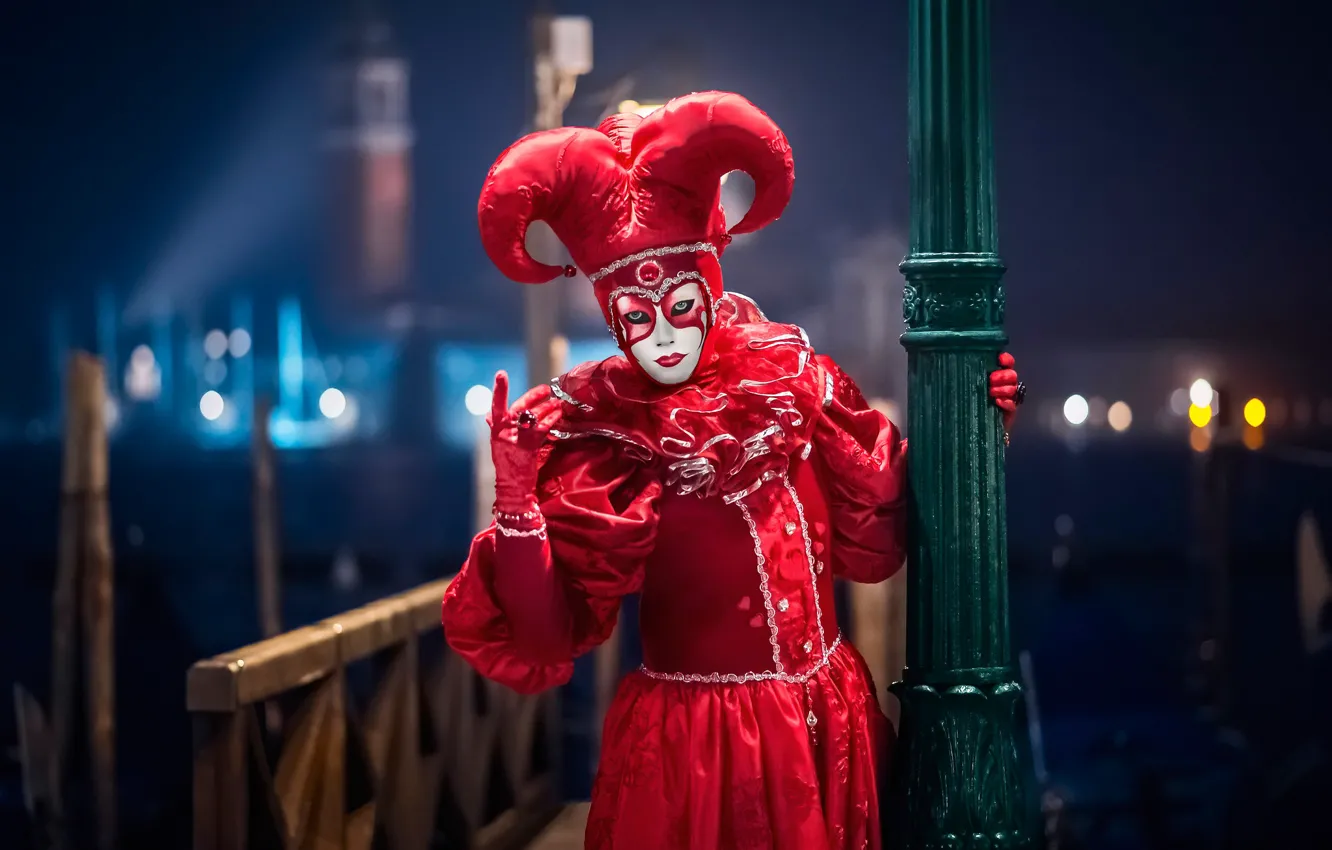 Фото обои маска, Италия, костюм, Венеция, карнавал, Арлекин