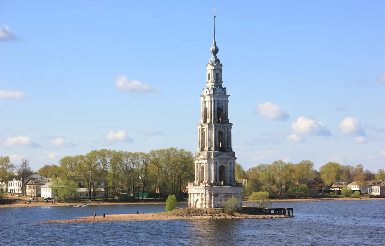 Фото обои Россия, колокольня, Колокольня Никольского собора - Калязин
