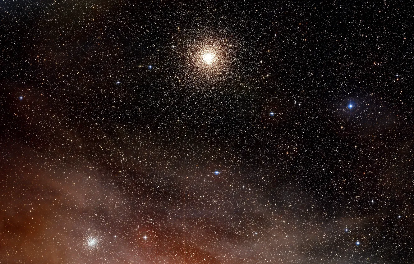 Фото обои Nebula, Digitized Sky Survey 2, Constellation of Scorpius, Clouds of hydrogen, Messier 4, NGC 6144, …
