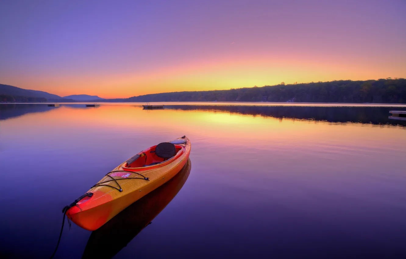 Фото обои пейзаж, пространство, река, рассвет, отдых, лодка, спокойствие, тишина