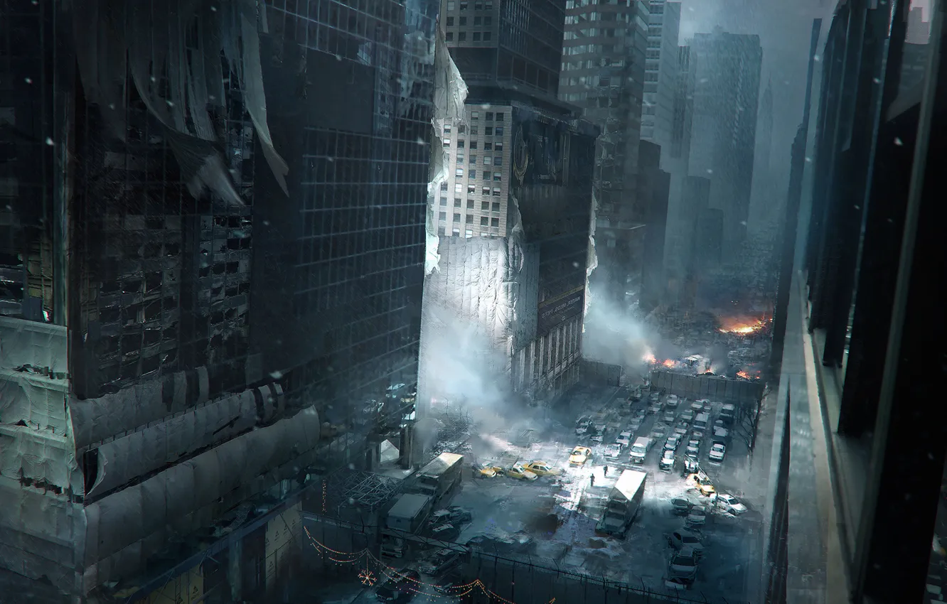 Фото обои город, здания, солдаты, нью йорк, Tom Clancy's The Division