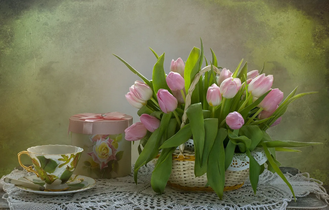 Фото обои цветы, тюльпаны, натюрморт