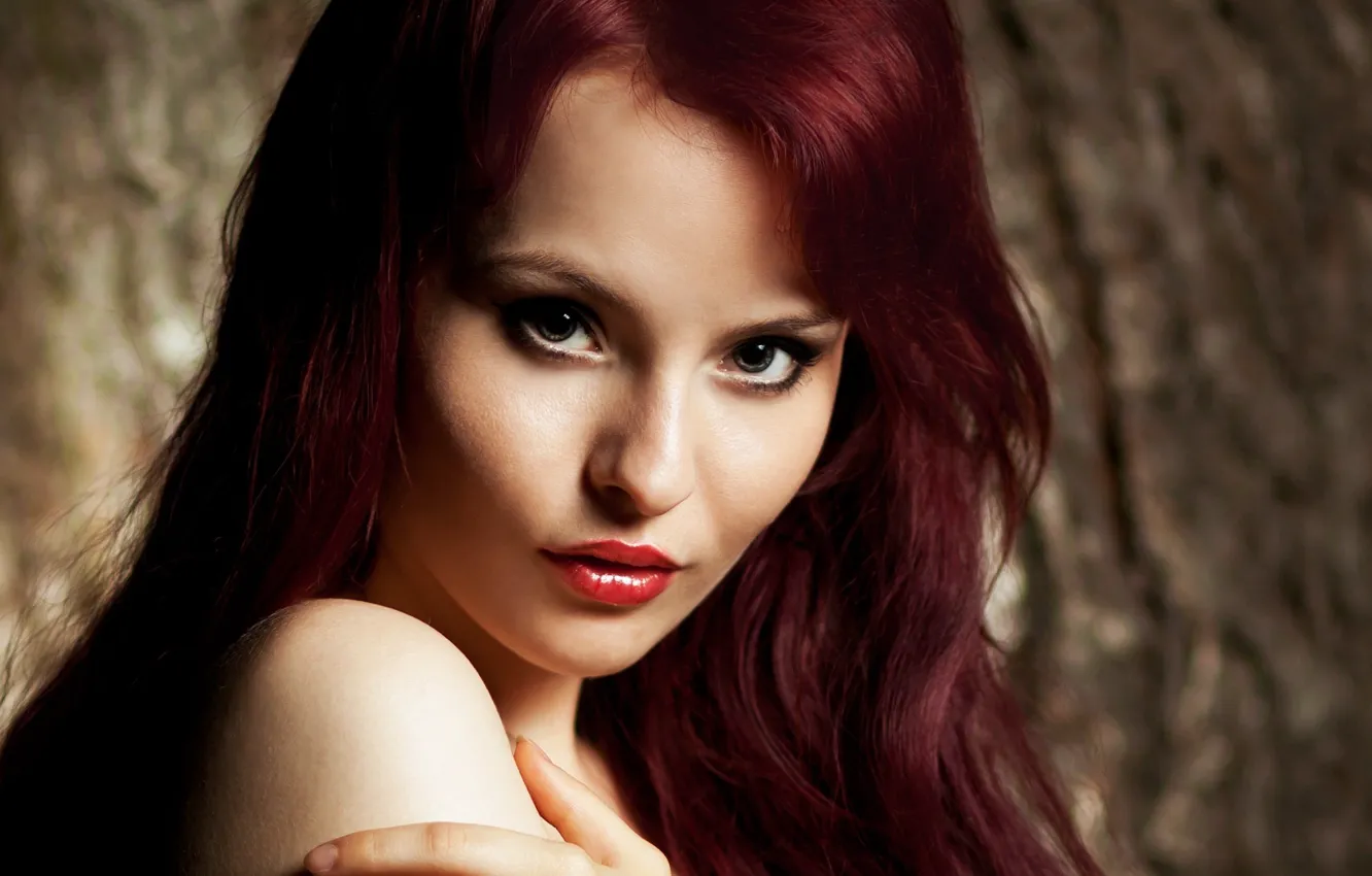Фото обои girl, long hair, photo, blue eyes, model, lips, face, redhead