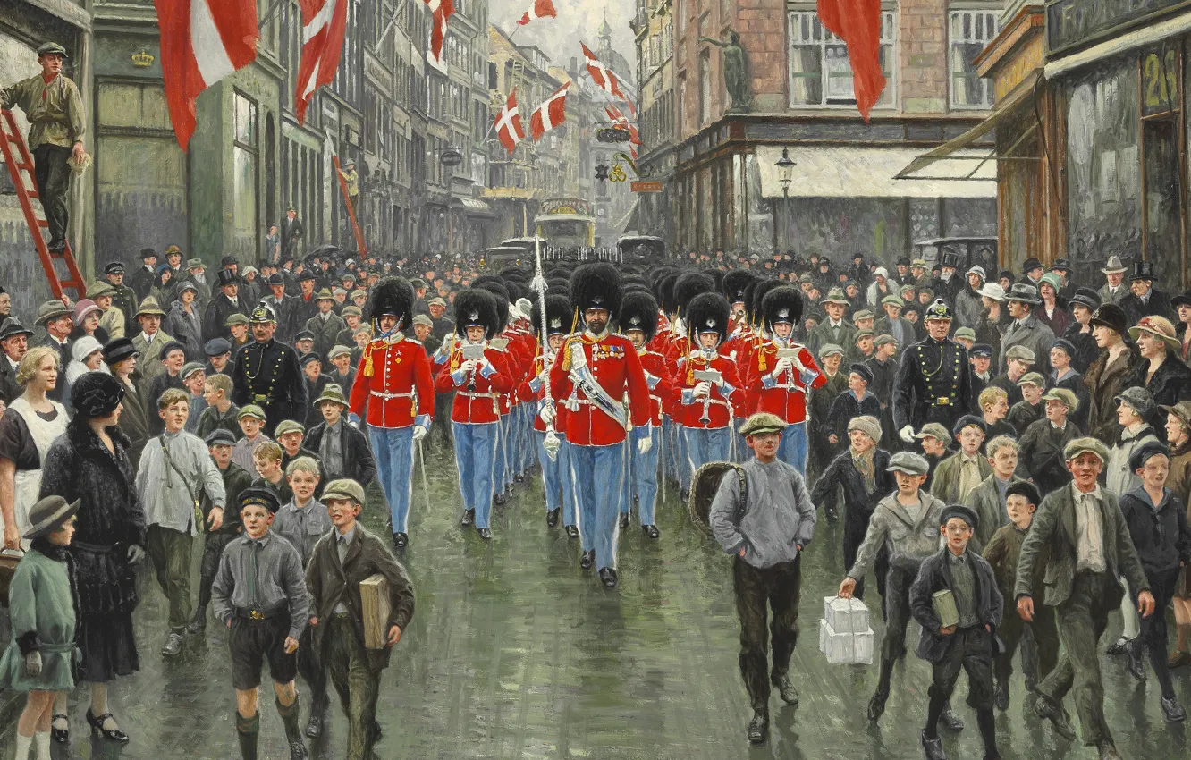 Фото обои датский живописец, 1925, Danish painter, Поль Густав Фишер, Paul Gustav Fischer, Kongens Fødselsdag, День рождения …