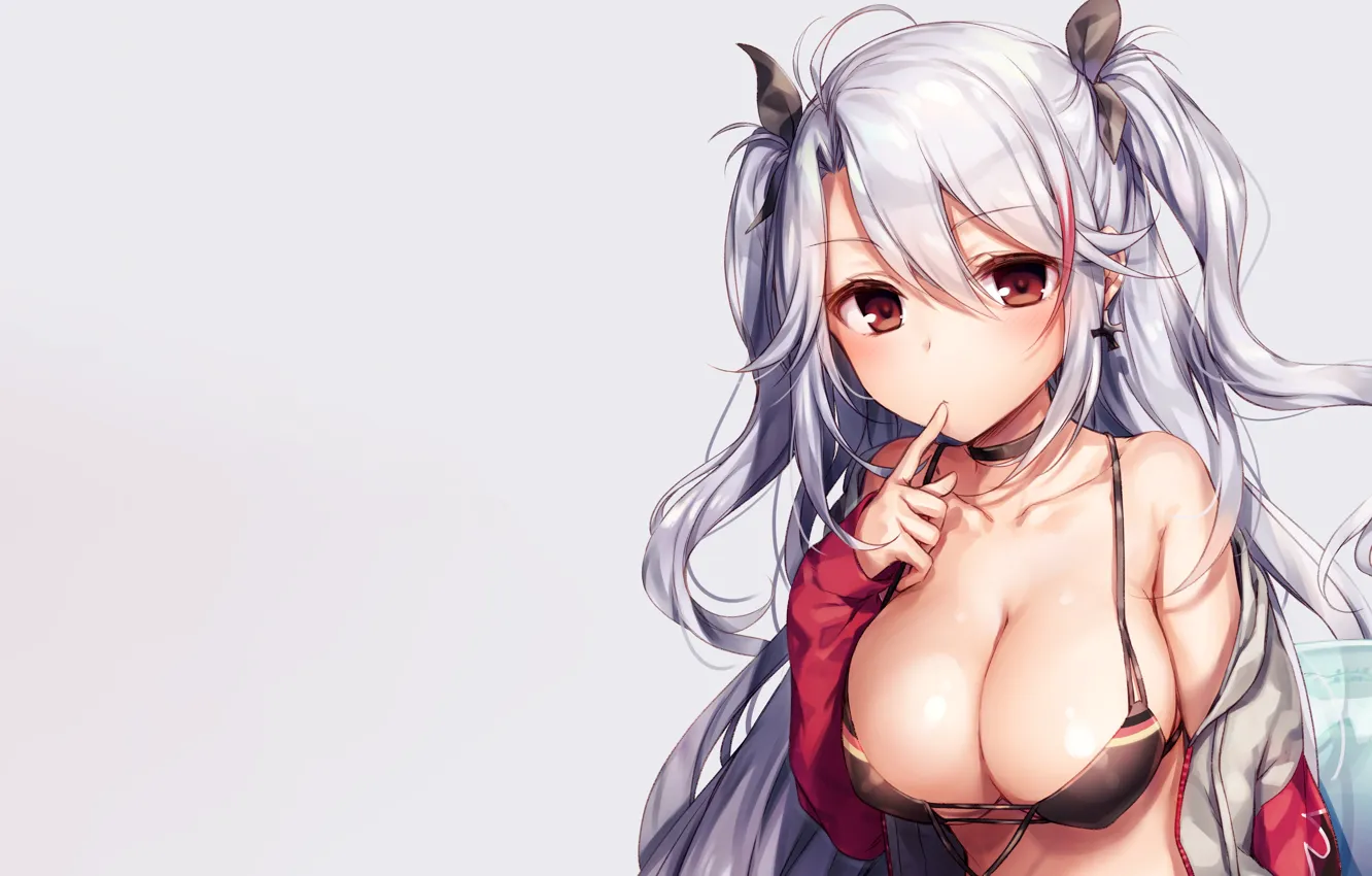 Фото обои girl, sexy, long hair, boobs, anime, beautiful, breasts, bikini