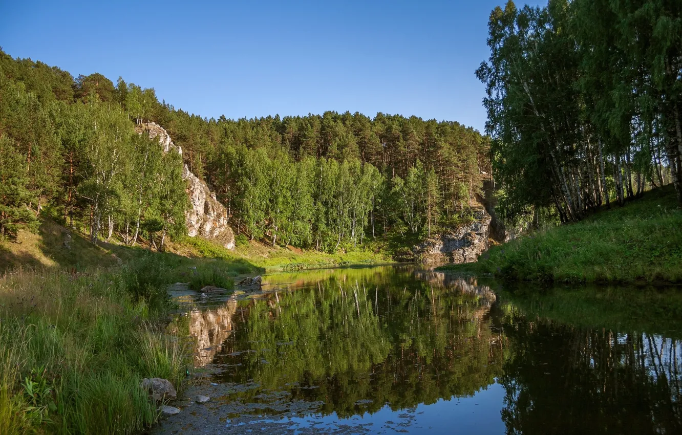 Фото обои Природа, Горы, Озеро, Лес
