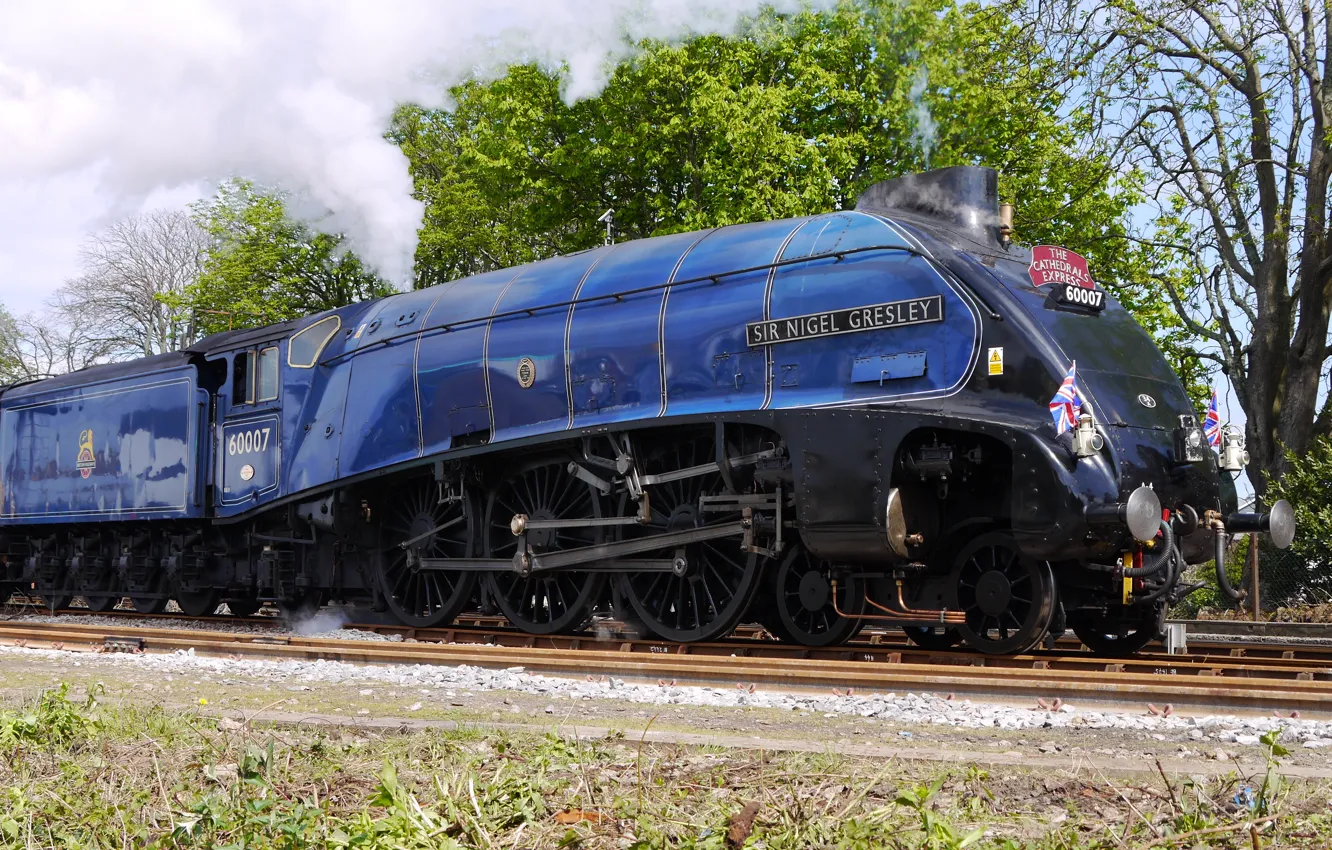 Фото обои steam, Train, Railway, Sir Nigel Gresley, steam locomotive
