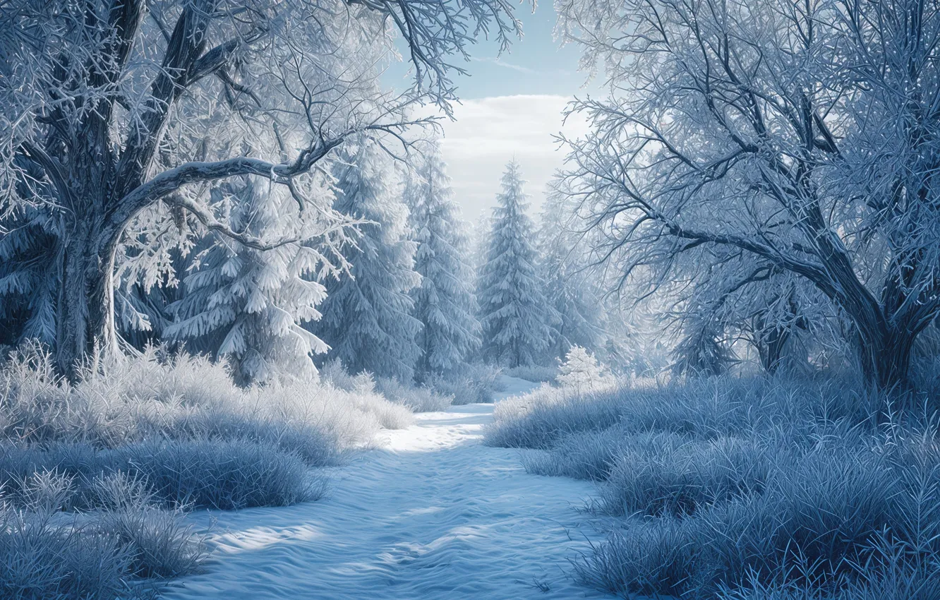Фото обои forest, winter, sleet