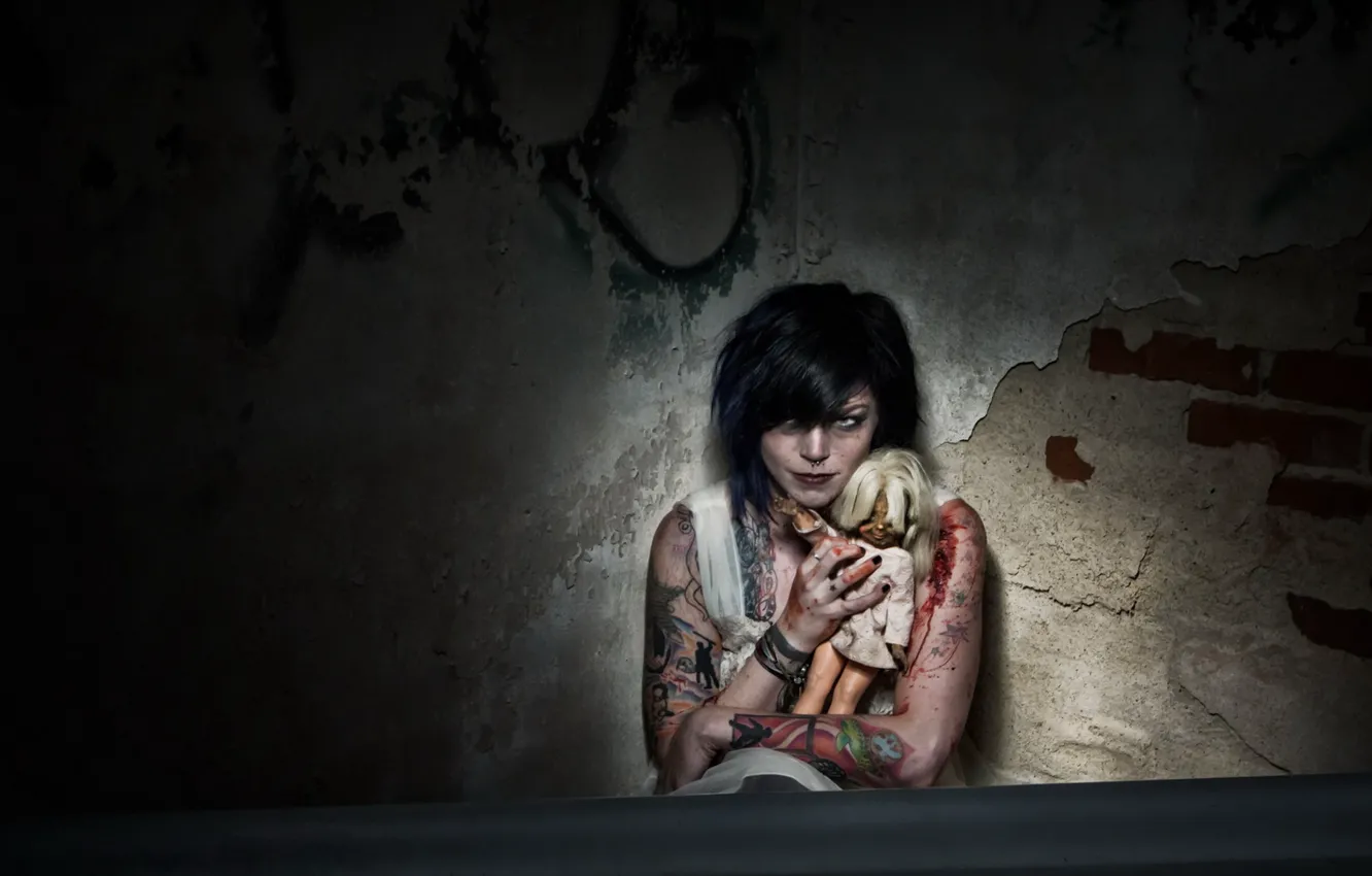 Фото обои девушка, фон, кукла