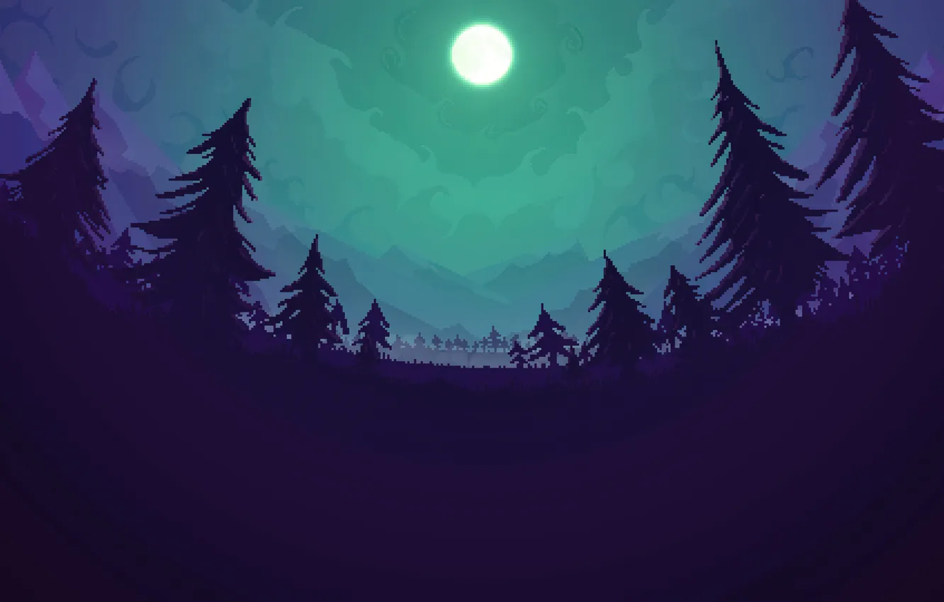 Фото обои moon, pixel, forrest