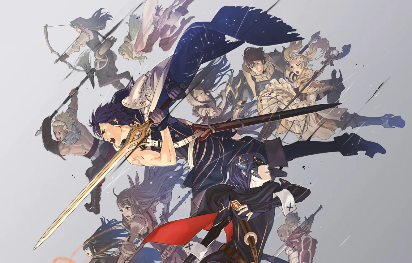 Фото обои оружие, девушки, меч, аниме, арт, парни, сражение, fire emblem
