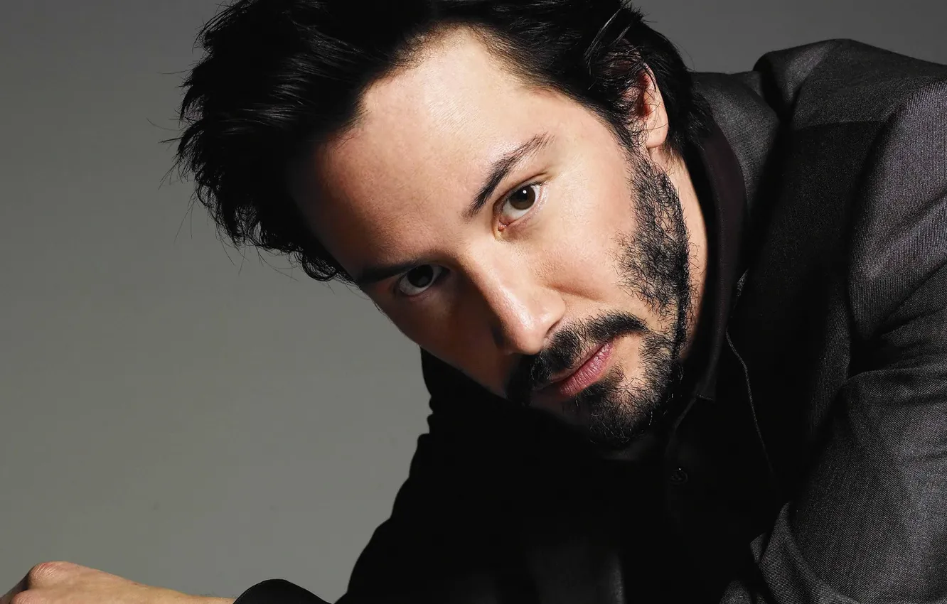 Фото обои взгляд, борода, актёр, Keanu Reeves
