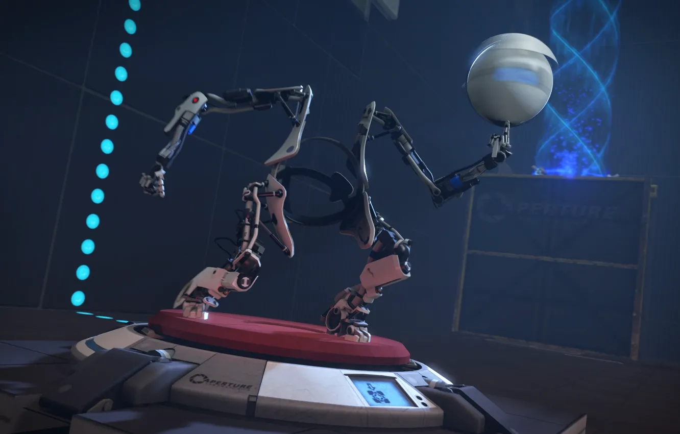 Фото обои Robot, Portal 2, Head, Atlas, Gesture