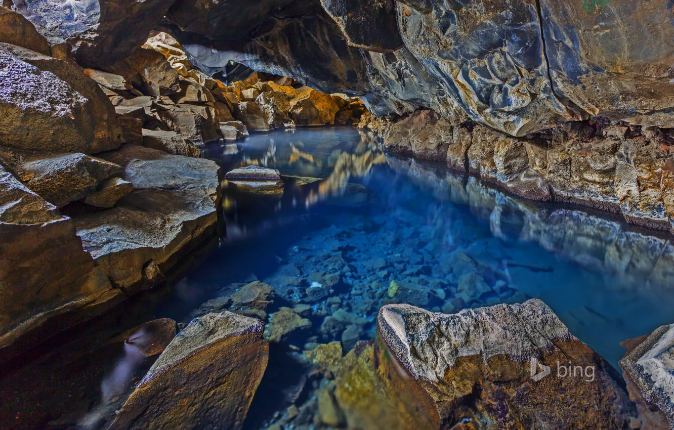 Фото обои камни, скалы, пещера, Исландия