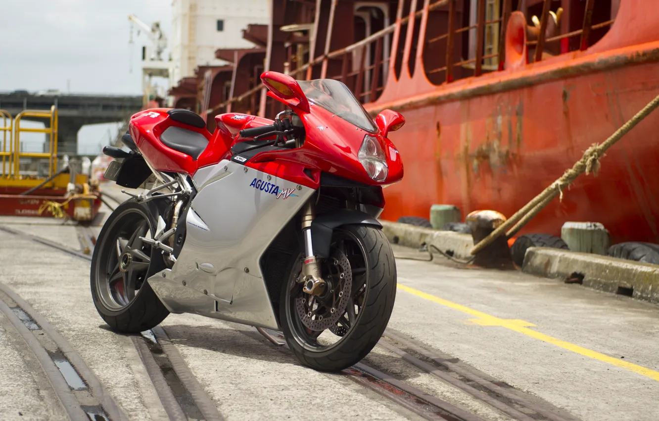 Фото обои красный, мотоцикл, red, суперспорт, MV Agusta, МВ Агуста