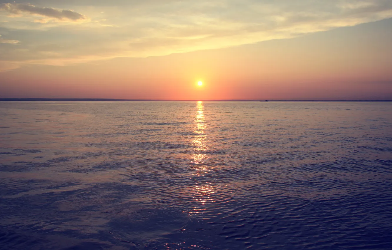 Фото обои море, солнце, закат, река, Вода
