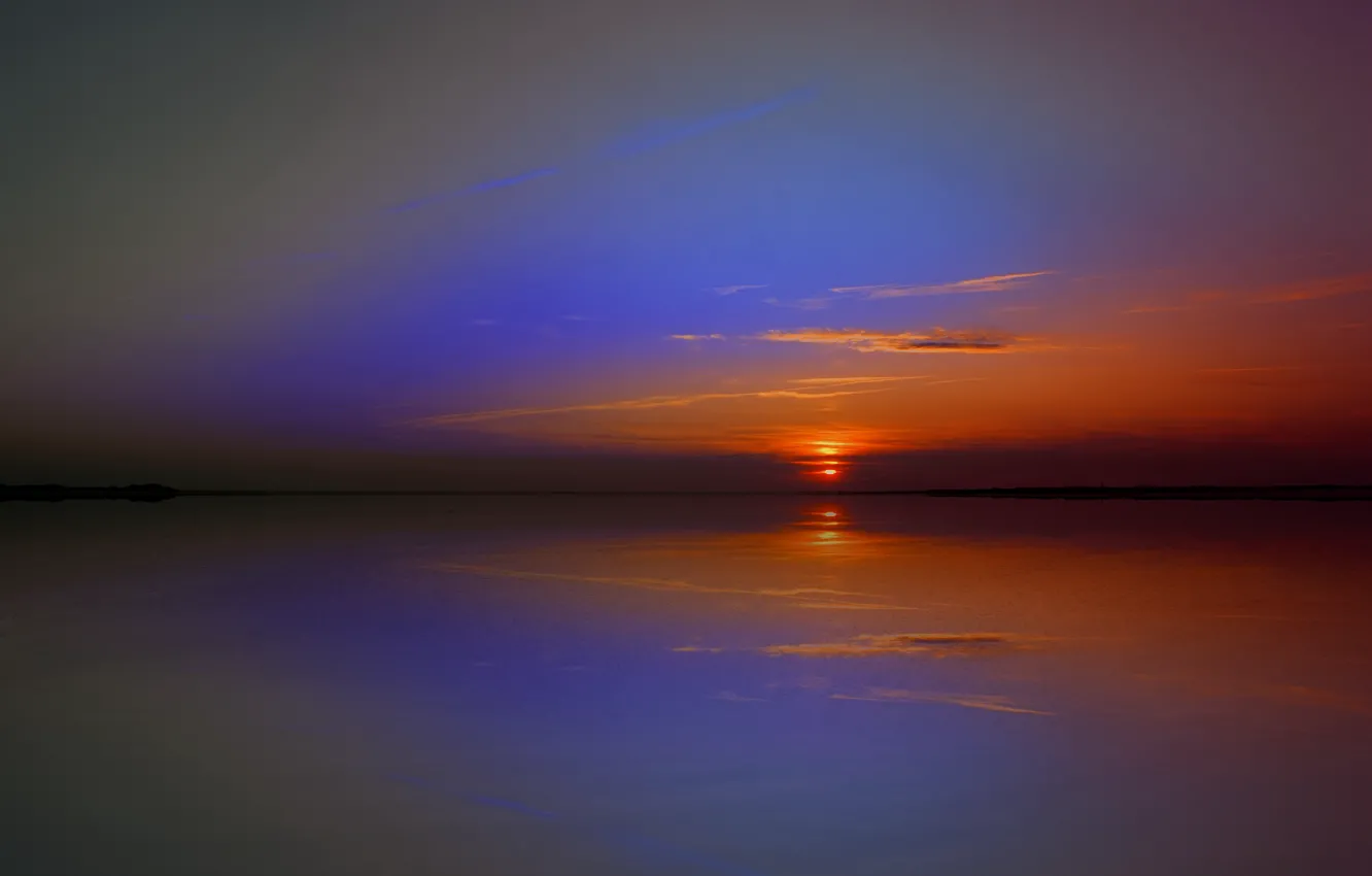 Фото обои море, закат, отражение, вечер, Германия, sunrise, See, Friesland