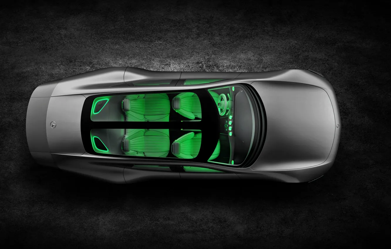 Фото обои Mercedes-Benz, вид сверху, 2015, Intelligent Aerodynamic Automobile, Concept IAA