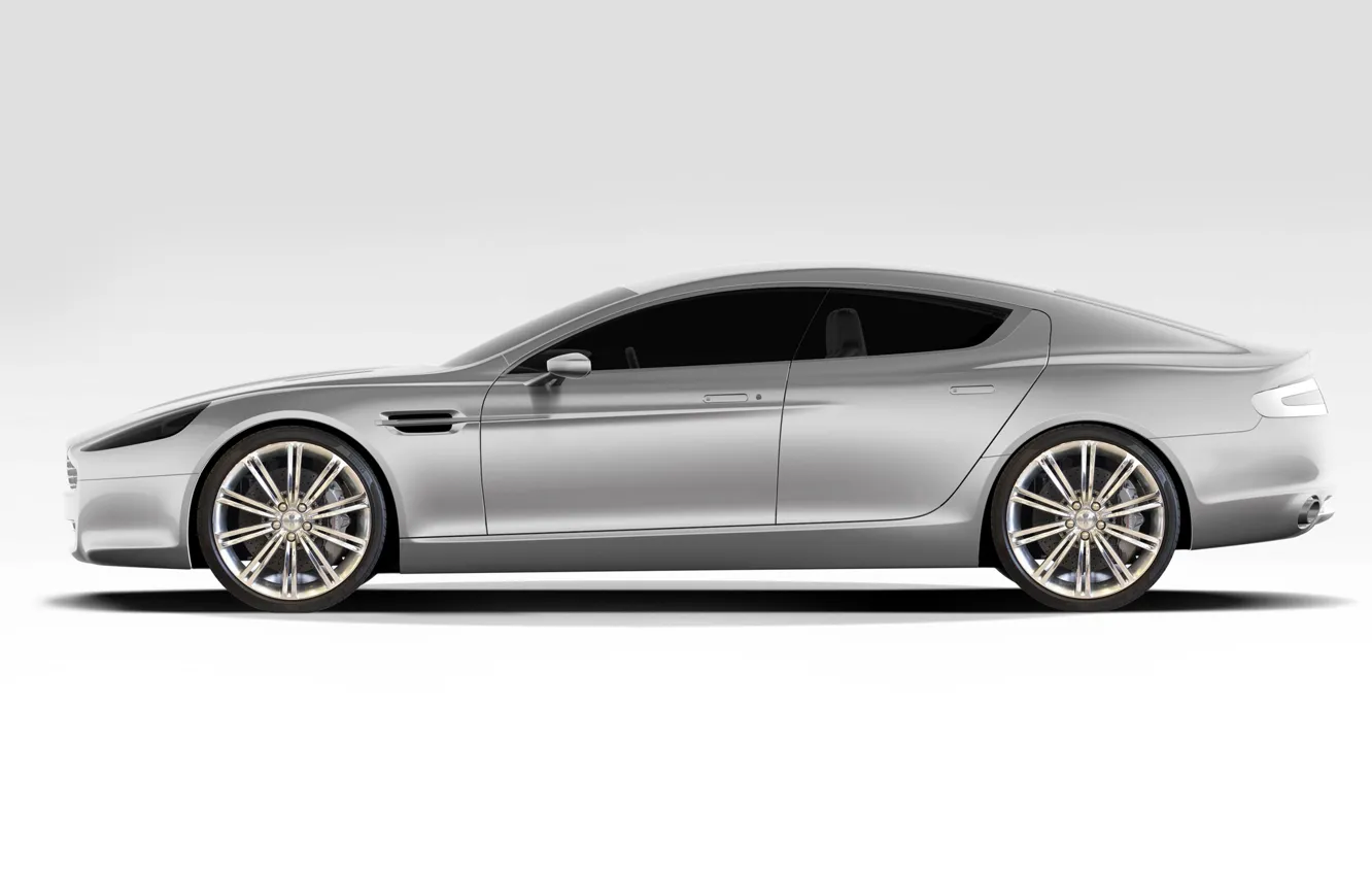 Фото обои Aston Martin, Rapide, белый фон, профиль, суперседан
