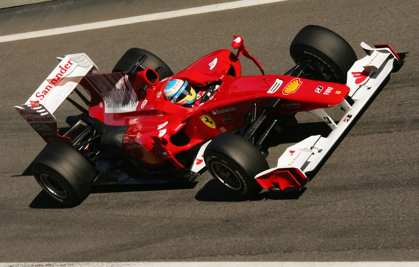 Фото обои Formula-1, auto sport, Fernando Alonso, circuit de catalunya, ferari f10