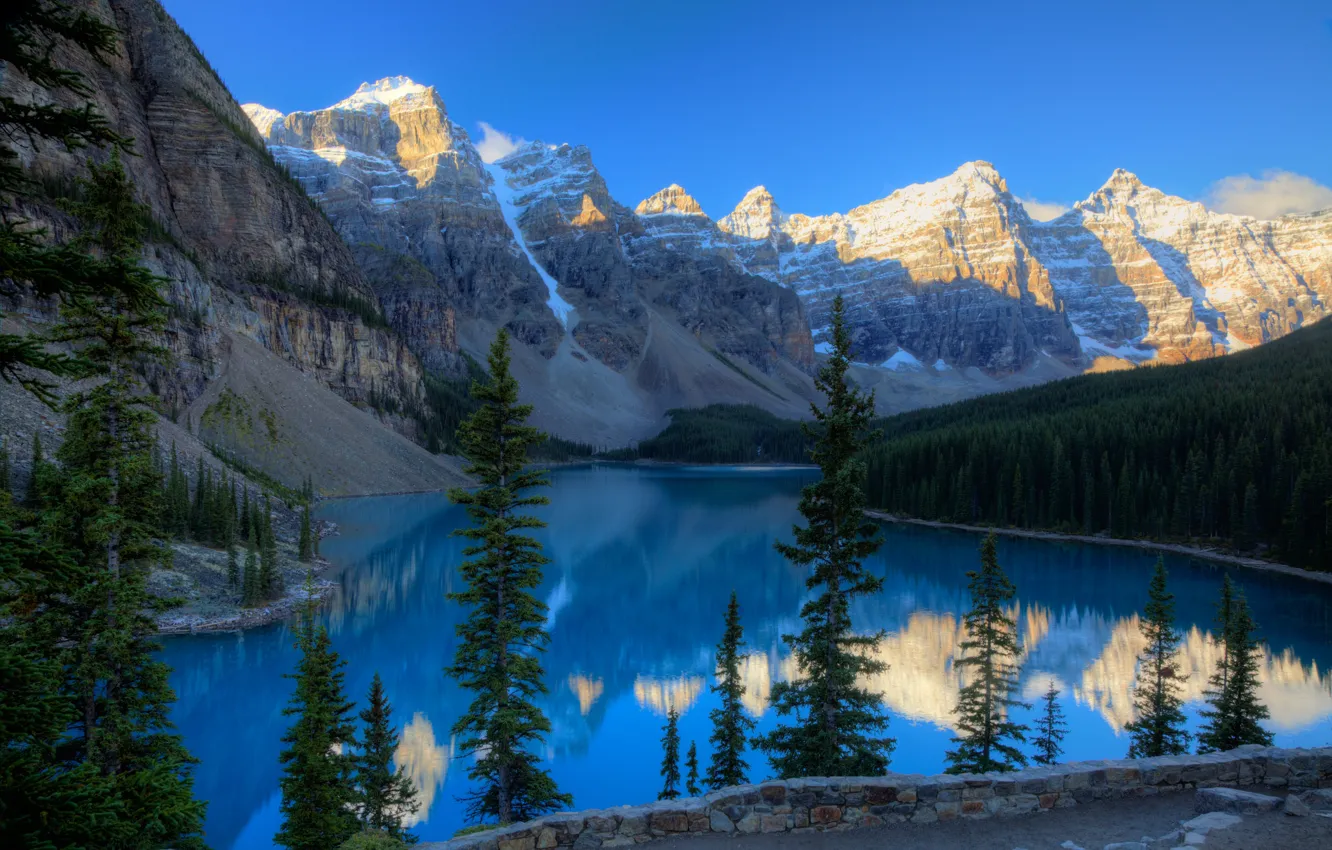 Фото обои горы, озеро, Канада, Moraine Lake