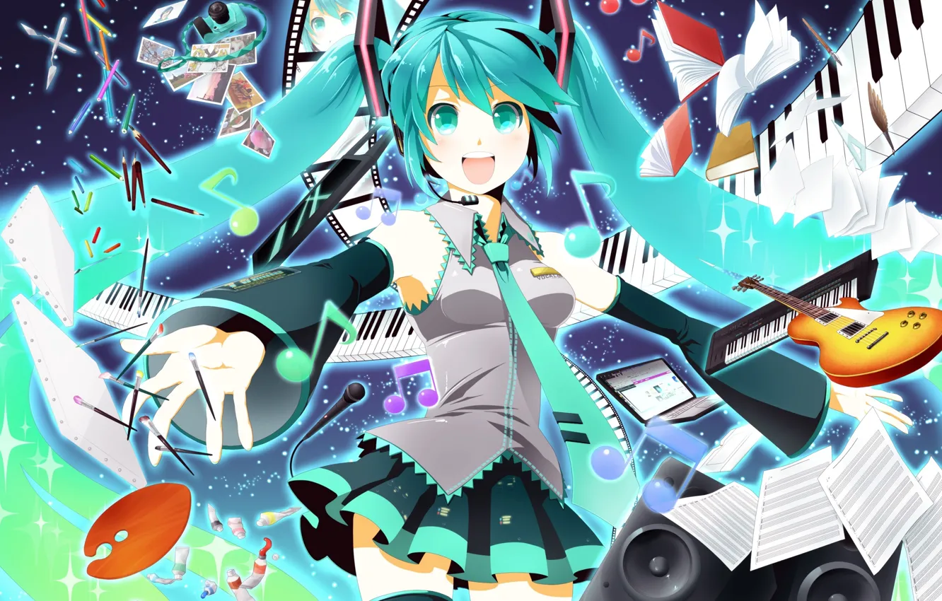 Фото обои vocaloid, hatsune miku, yamaha, anime