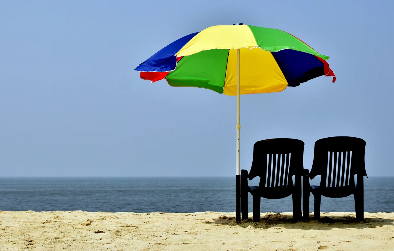 Фото обои Umbrella, Ocean, Sea Beach