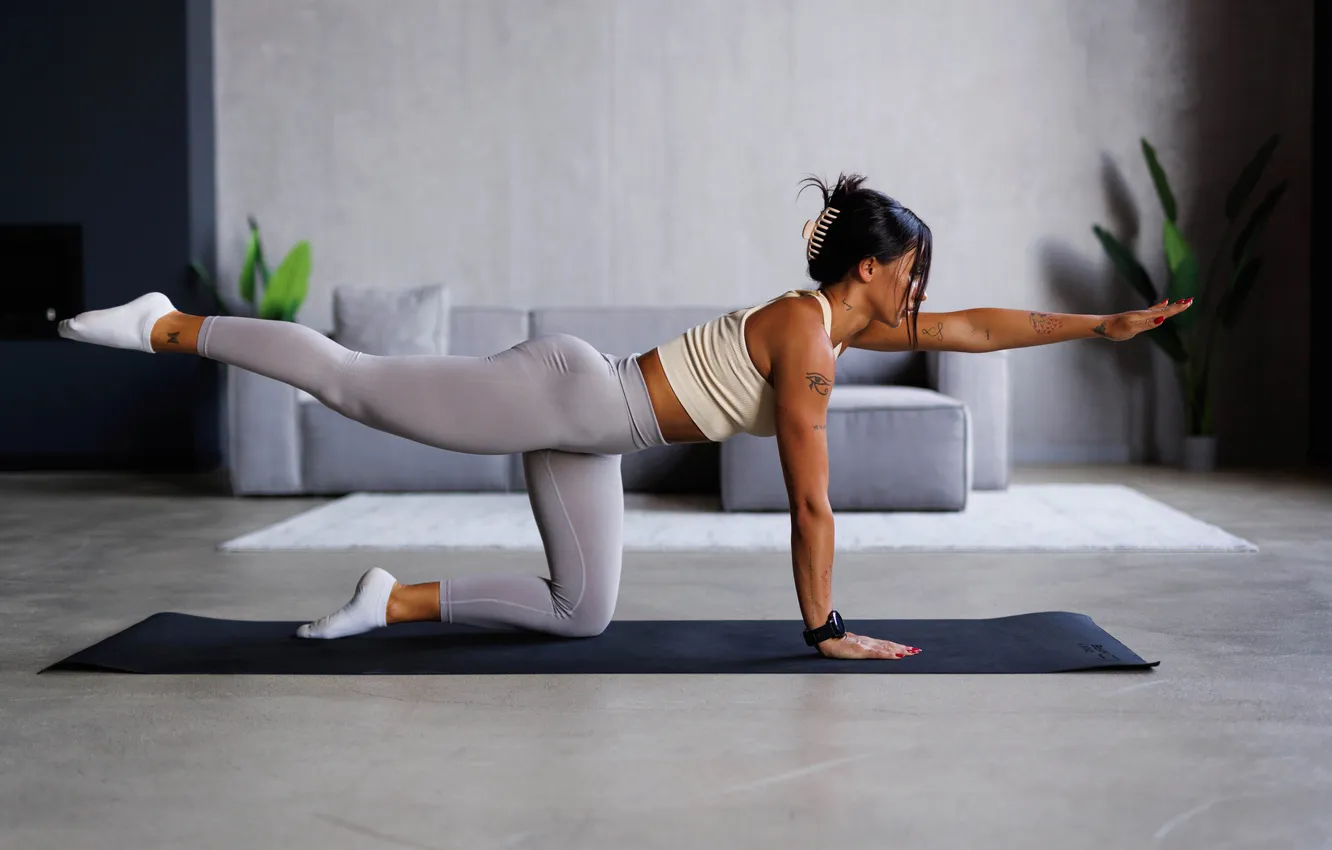 Фото обои gym, leggings, buttock, woman fitness, activewear, woman exercises, woman streching, woman workout