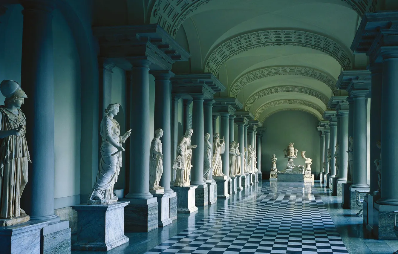 Фото обои скульптура, Стокгольм, Швеция, колонна, Королевский дворец, музей древностей Густава Третьего