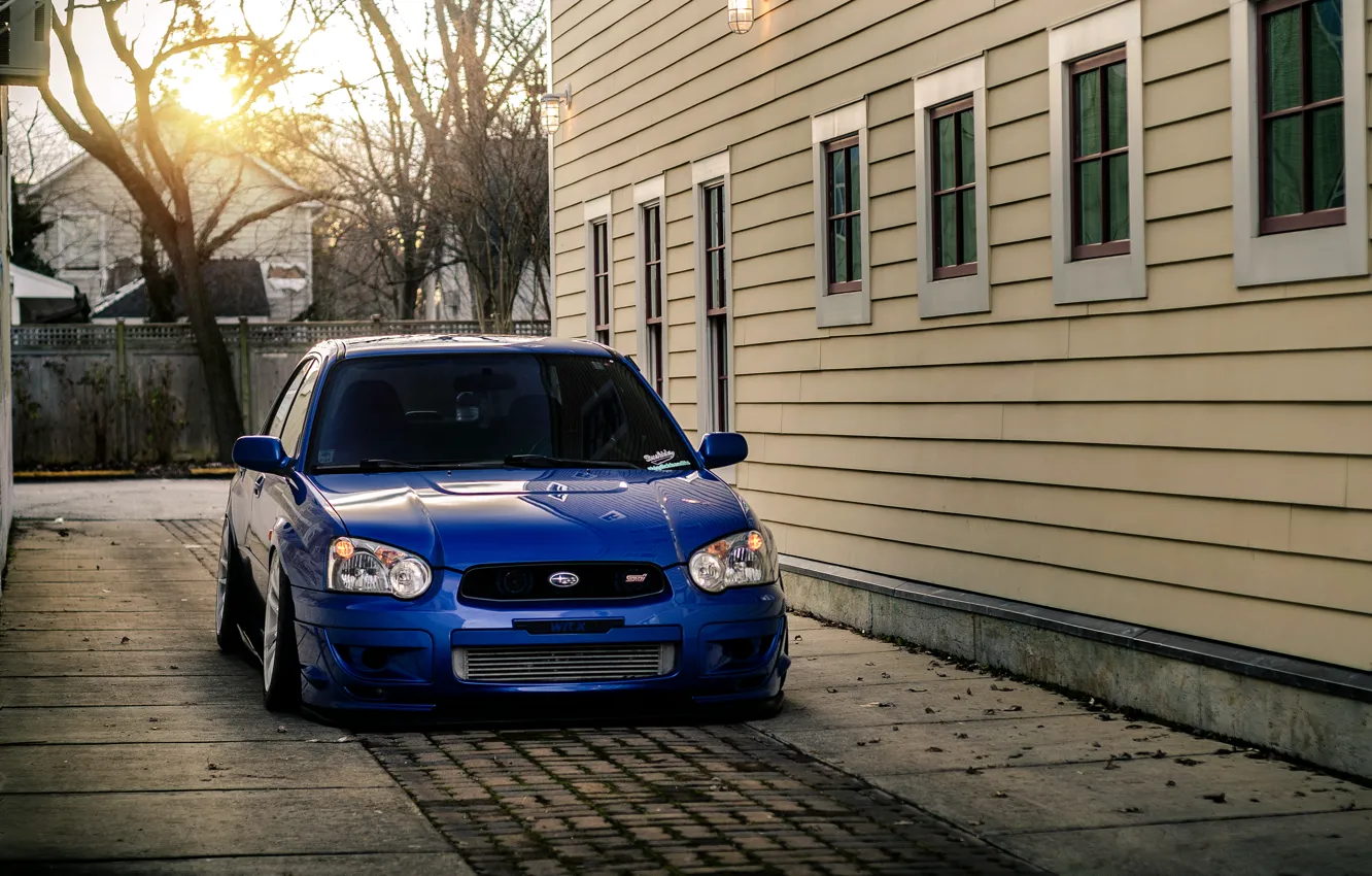 Фото обои Subaru, Impreza, WRX, blue, front, субару, импреза