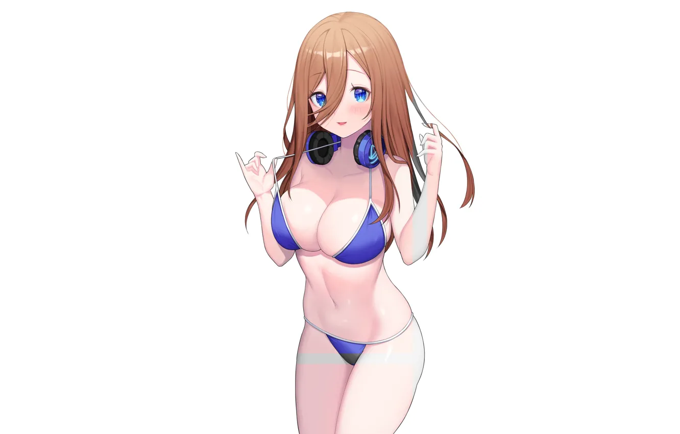Фото обои girl, sexy, cleavage, long hair, brown hair, boobs, anime, beautiful
