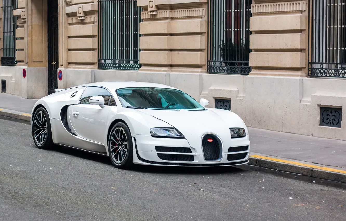 Фото обои Bugatti, Veyron, White, Street, Super, Sport