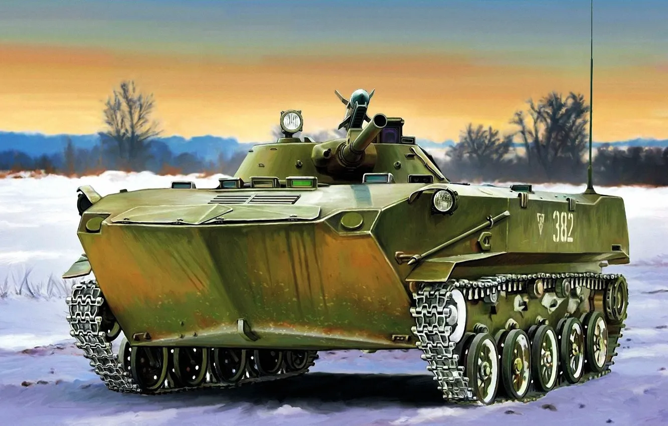 Фото обои weapon, war, art, painting, tank, BMD-1