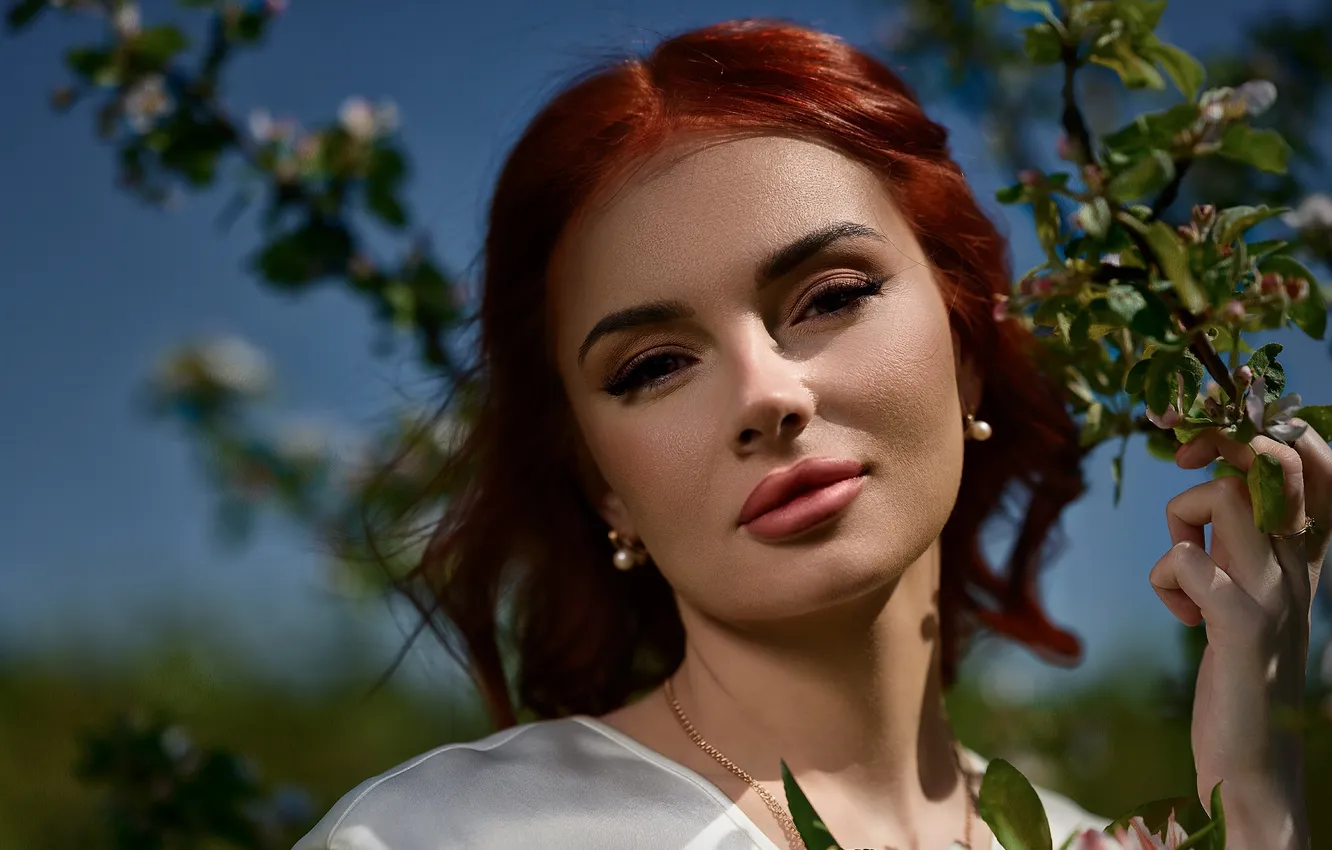 Фото обои девушка, портрет, рыжая, Владимир Романовский, Maria Shtulberg, Maria Romanovskaya