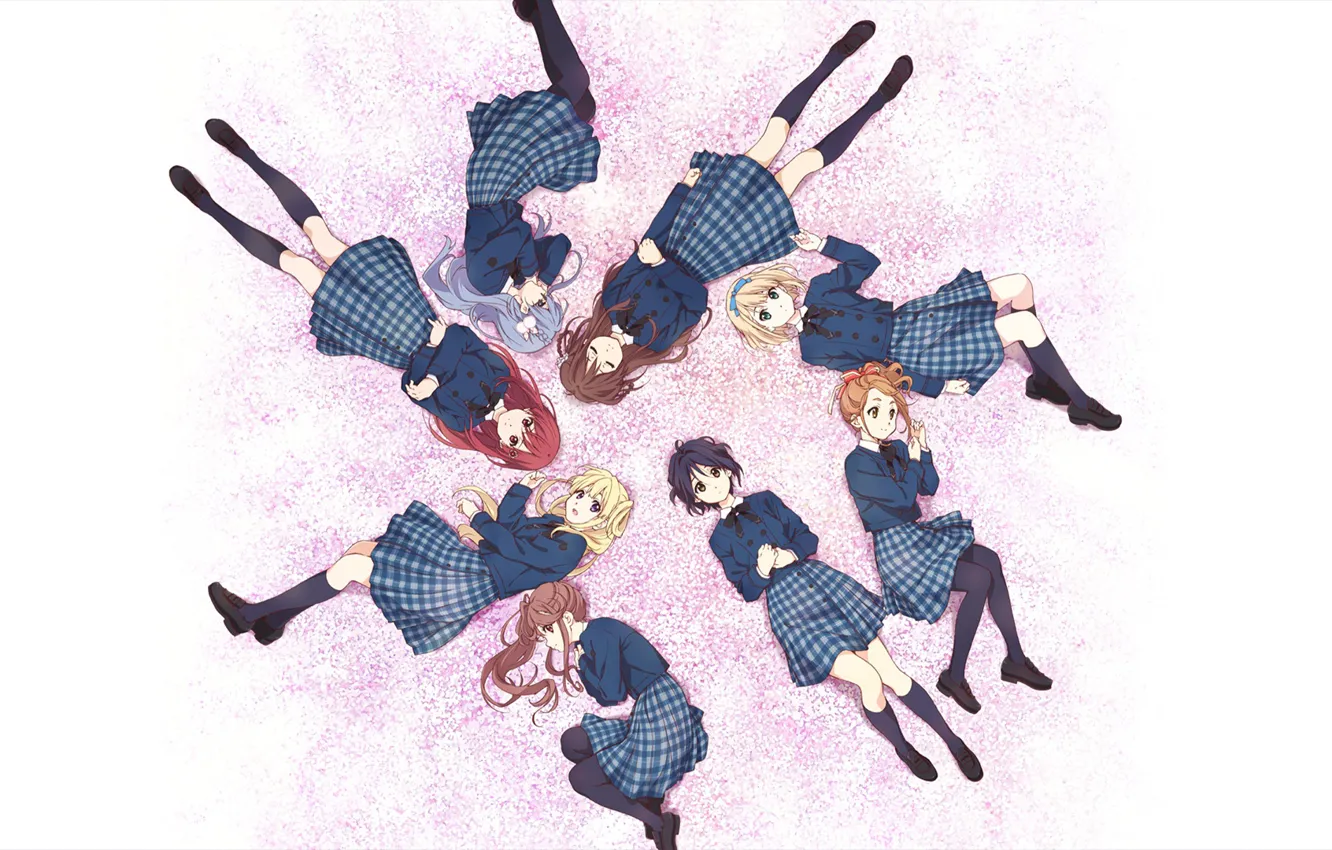 Фото обои девушки, School Uniform, Miyako Kono, 22/7, Sakura Fujima, Akane Maruyama, Jun Toda, Reika Sato