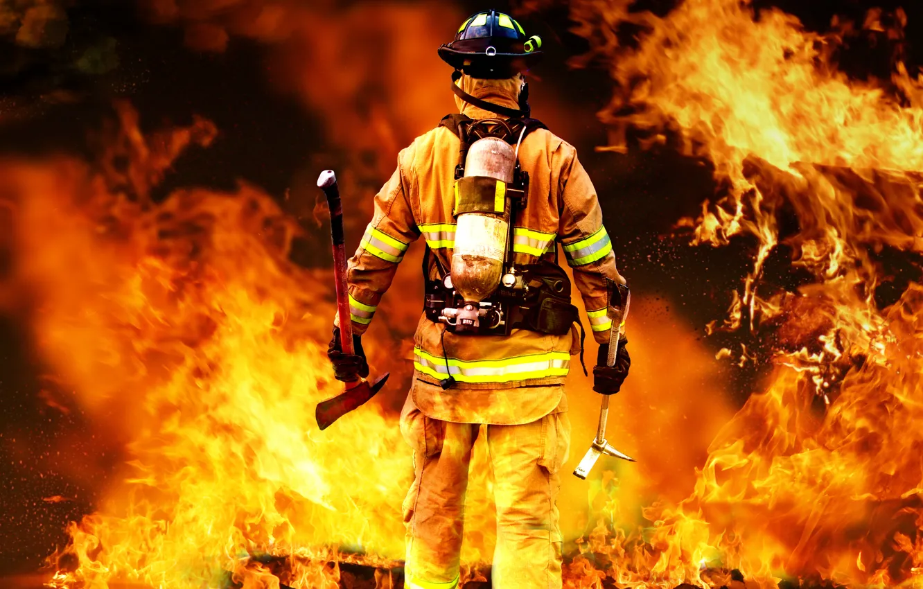 Фото обои пожар, огонь, ситуация, пожарный, пожарник