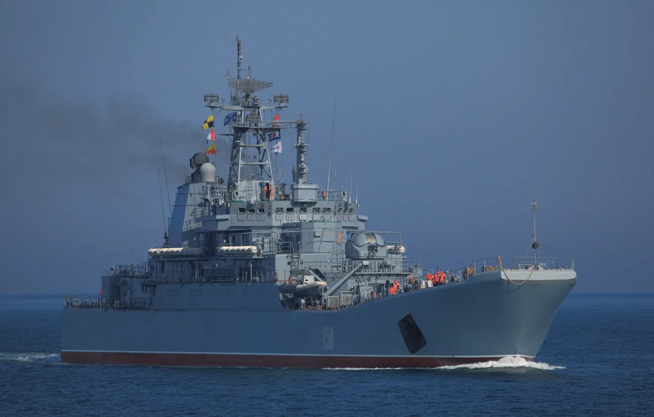 Фото обои корабль, большой, Черное море, десантный, проект 775, Цезарь Куников