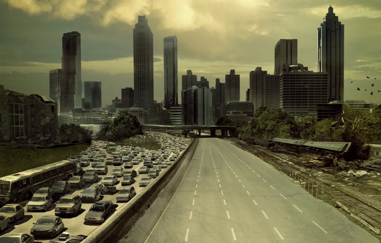 Фото обои дорога, пустота, город, фильм, улица, кадр, разруха, USA