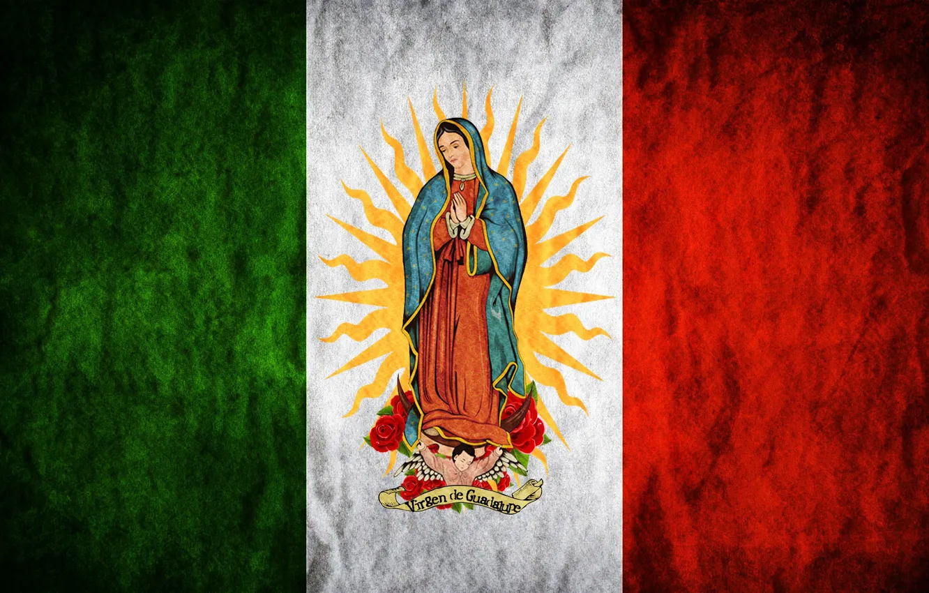 Фото обои rose, Mexico, flowers, sun, flag, Madonna, Maria, Regina Mundi