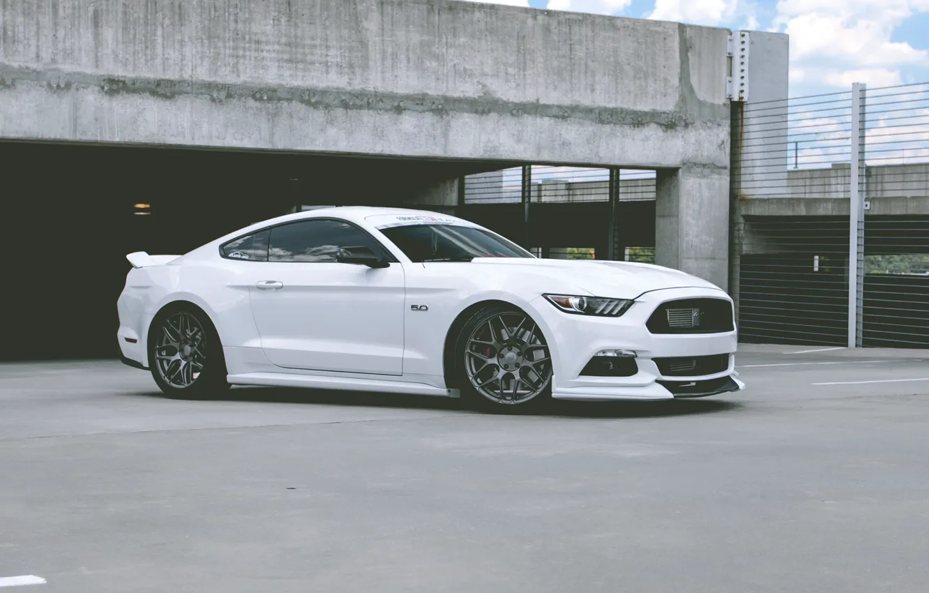 Фото обои Mustang, Ford, White, New, 2015