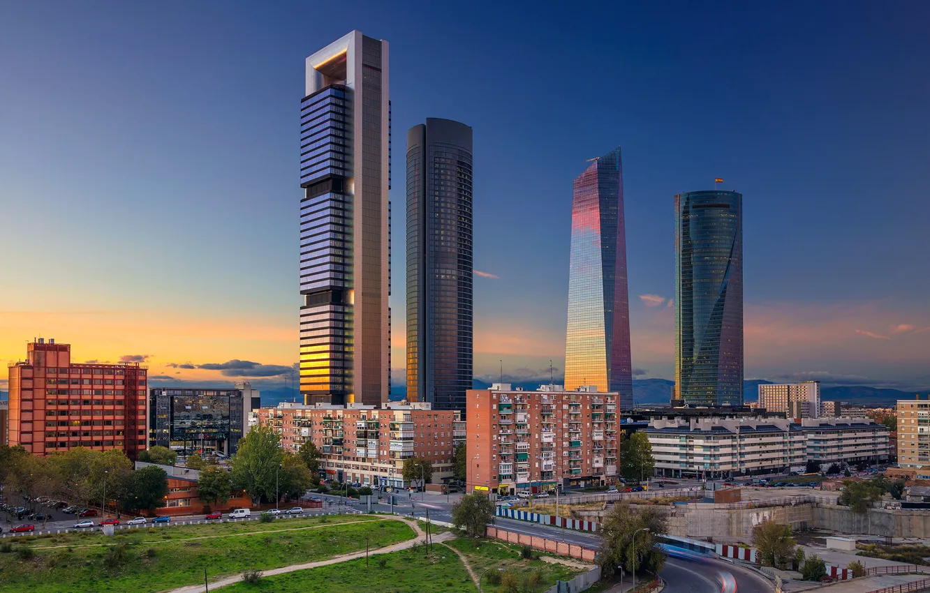 Фото обои небоскреб, дома, Испания, Мадрид