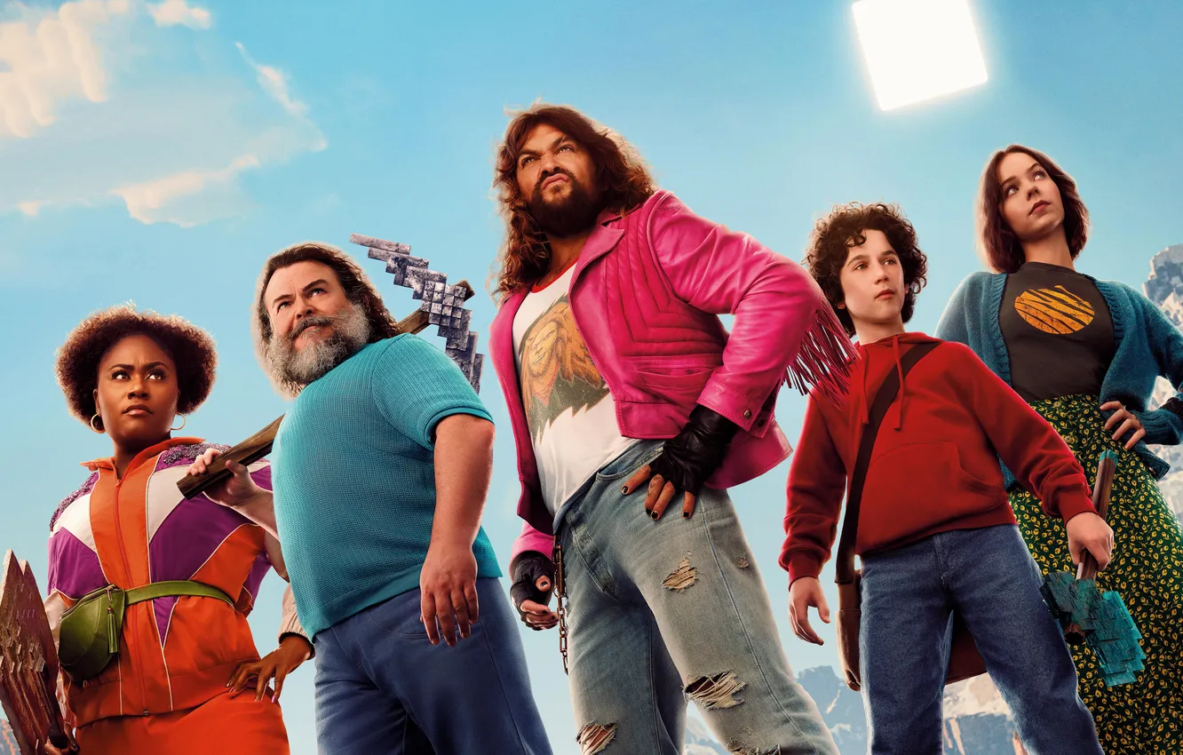 Фото обои фильм, фэнтези, приключения, постер, персонажи, Minecraft, Джек Блэк, Jack Black