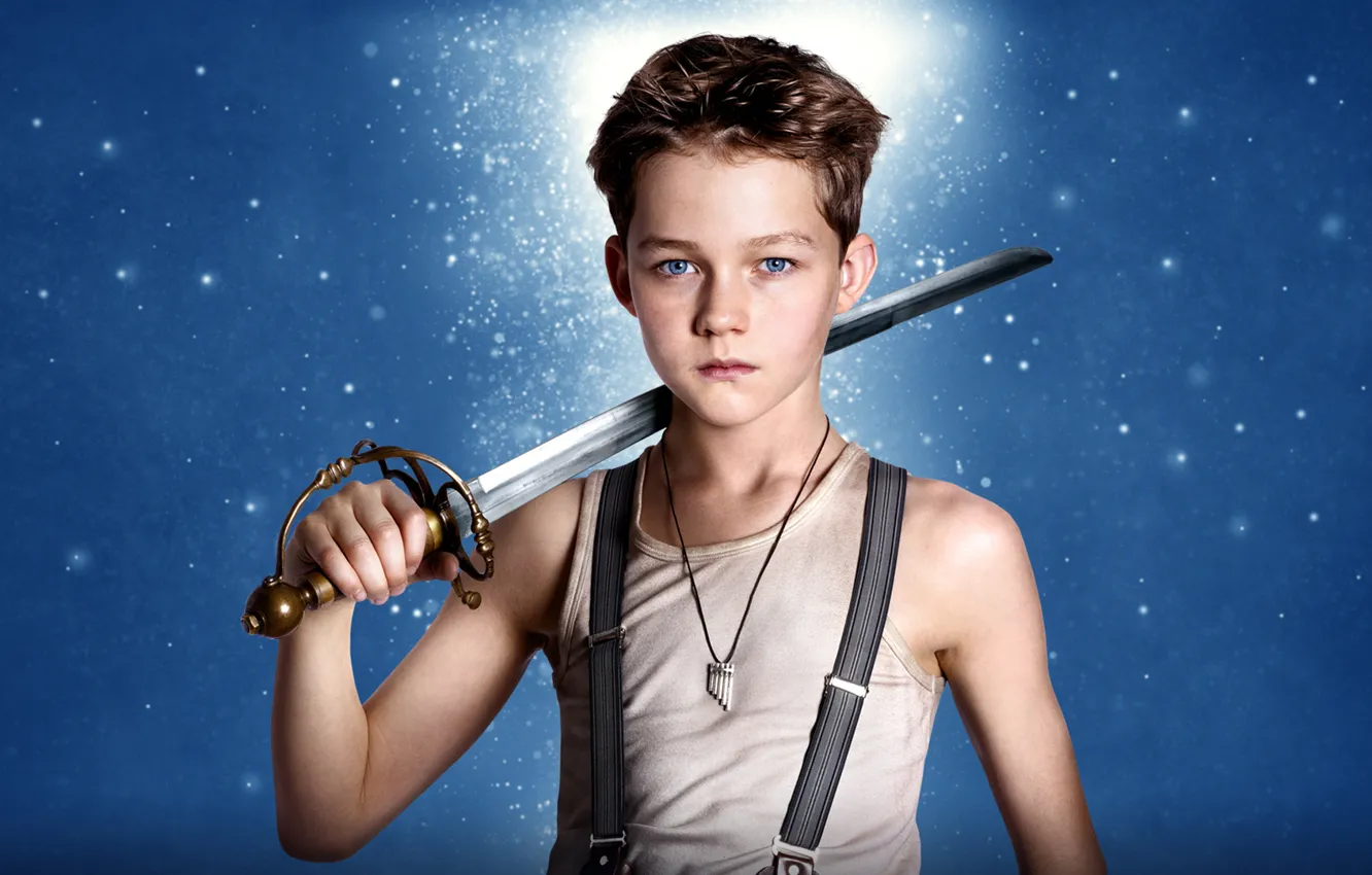 Фото обои wallpaper, sword, fantasy, weapon, blue, eyes, with, boy