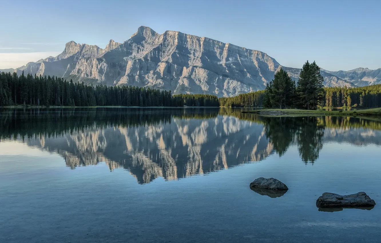 Фото обои Canada, Two Jack Lake, Morning Glory