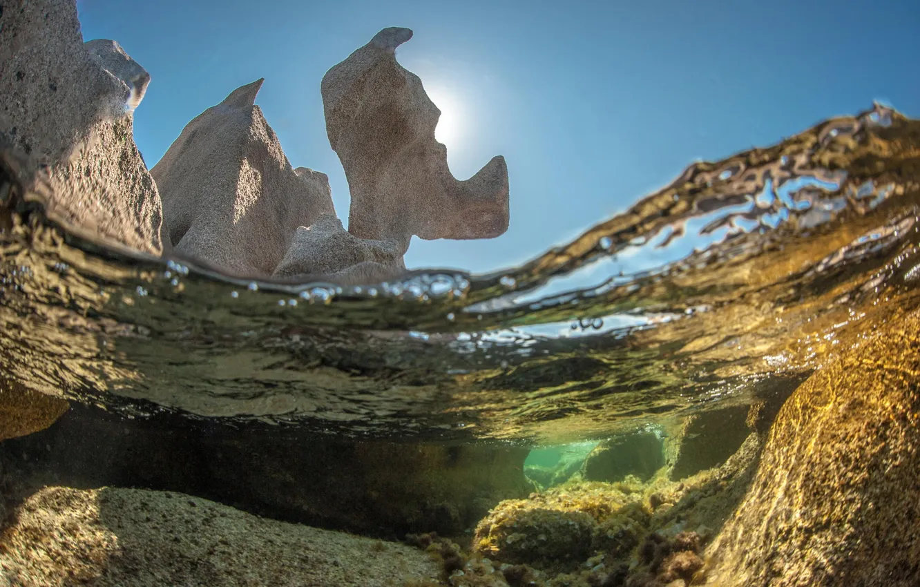 Фото обои вода, природа, скала, океан, подводный мир